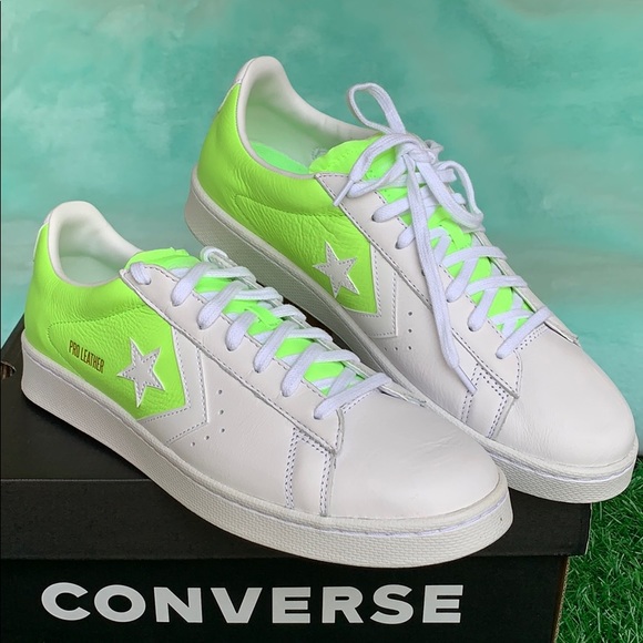 CONVERSE PRO LEATHER OX WHITE/GHOST GREEN/WHITE MN - Picture 4 of 16